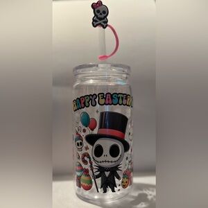 Colorful Skull, Easter Themed Cup with Straw.